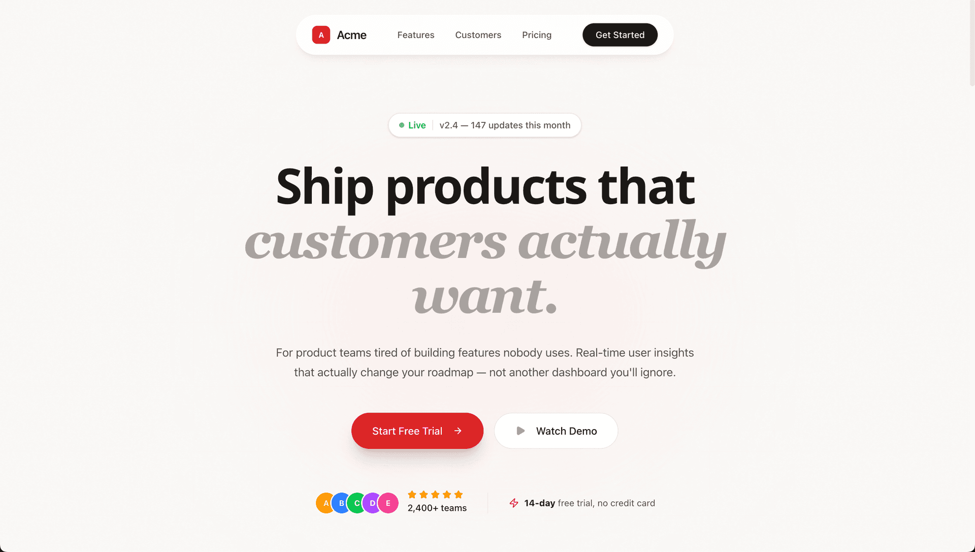 MVP SaaS Template - Hero Section